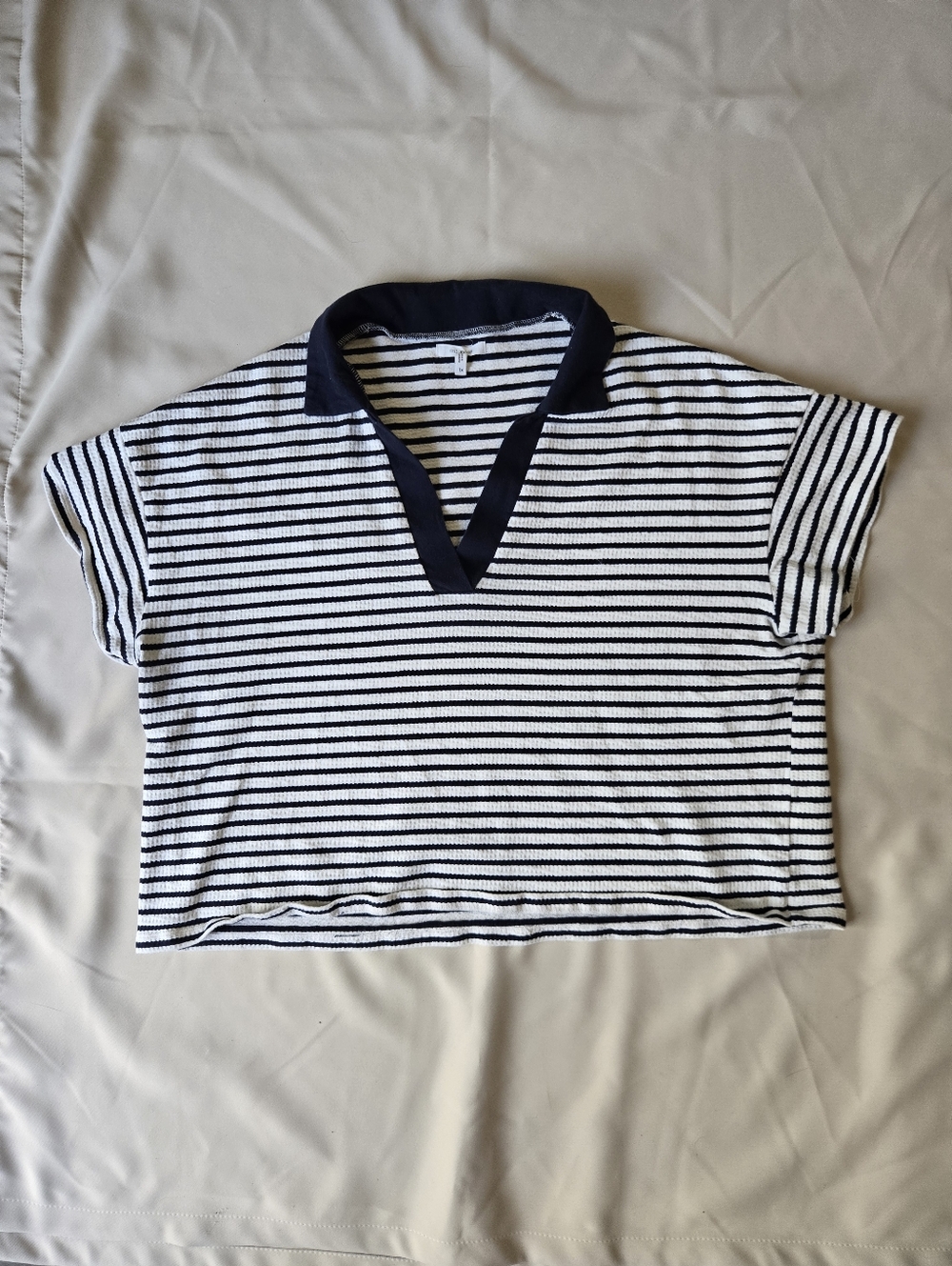 Maurices Cropped Boxy Stripped Shirt With Collar, Size 1X